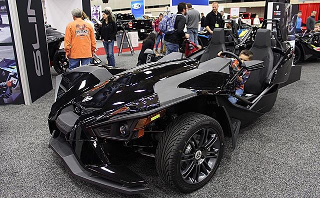 He’s a troublemaker all right...better get out of his way!! #polaris #slingshot #dfwautoshow #autoshow #cars #offroad
