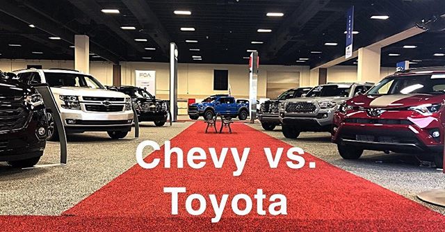 Tread lightly down this row...a fight might break out😳 Which team are you? #chevy #toyota #ftworthautoshow #autoshow #fortworth