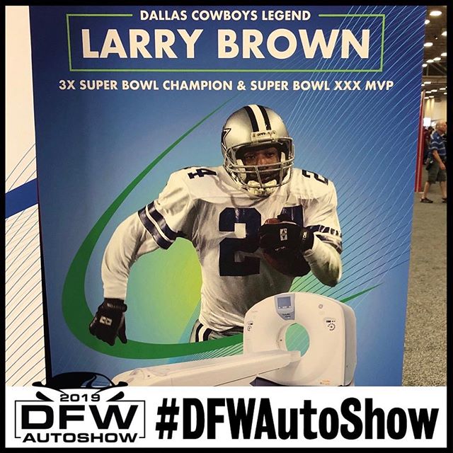 You still have one hour to get to the #dfwautoshow, and meet Larry Brown!🏈 He will be here from 2pm-4pm, so don’t miss it! #dallascowboys #autoshow #football #dallas #larrybrown